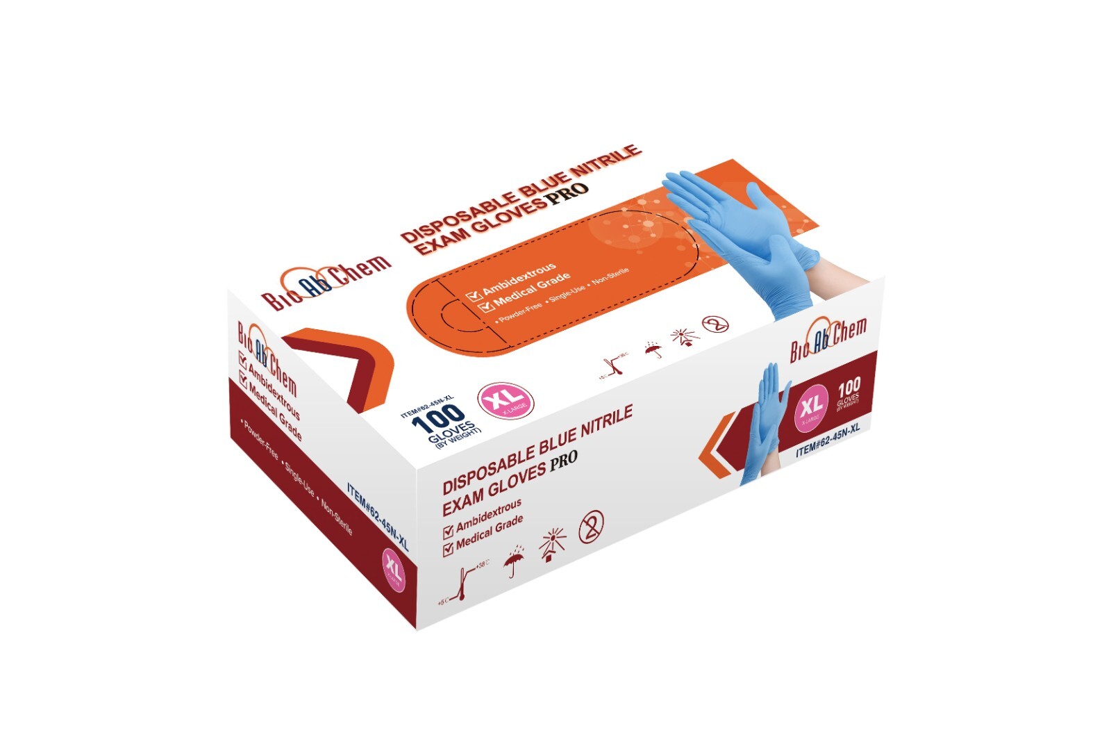 Nitrile Pro X-Large Exam Gloves 4.5mil, Ambidextrous, Medical Grade-1000pcs