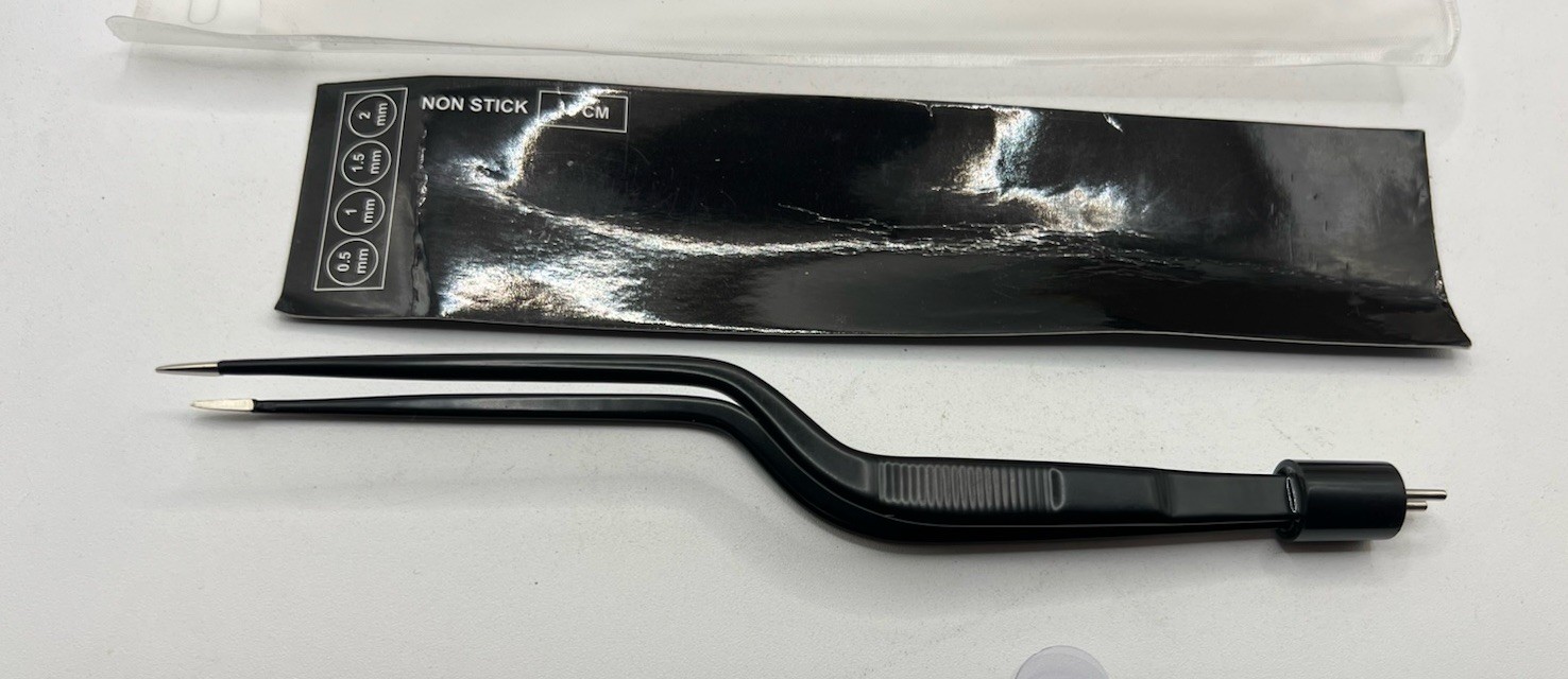 Non-Stick Bayonet Bipolar Forceps 18 cm Black Electrosurgi Instruments, EL-062