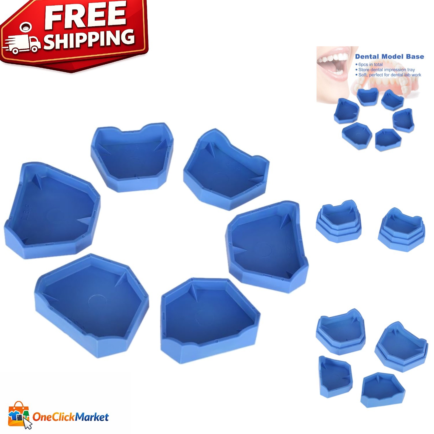 Versatile 6-Piece Soft Dental Model Base Set for Professional and Home Use