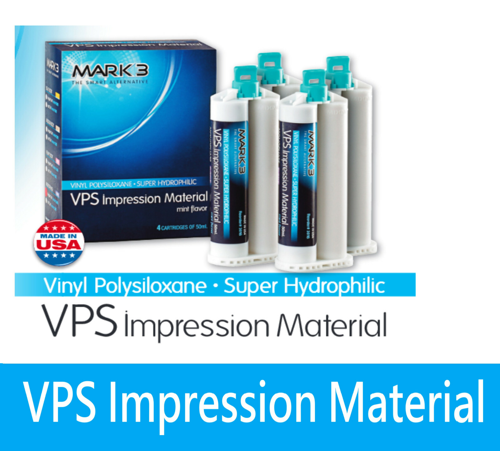 Dental VPS Impression Material LIGHT Body REGULAR Set 50ml Cartridge in Made USA