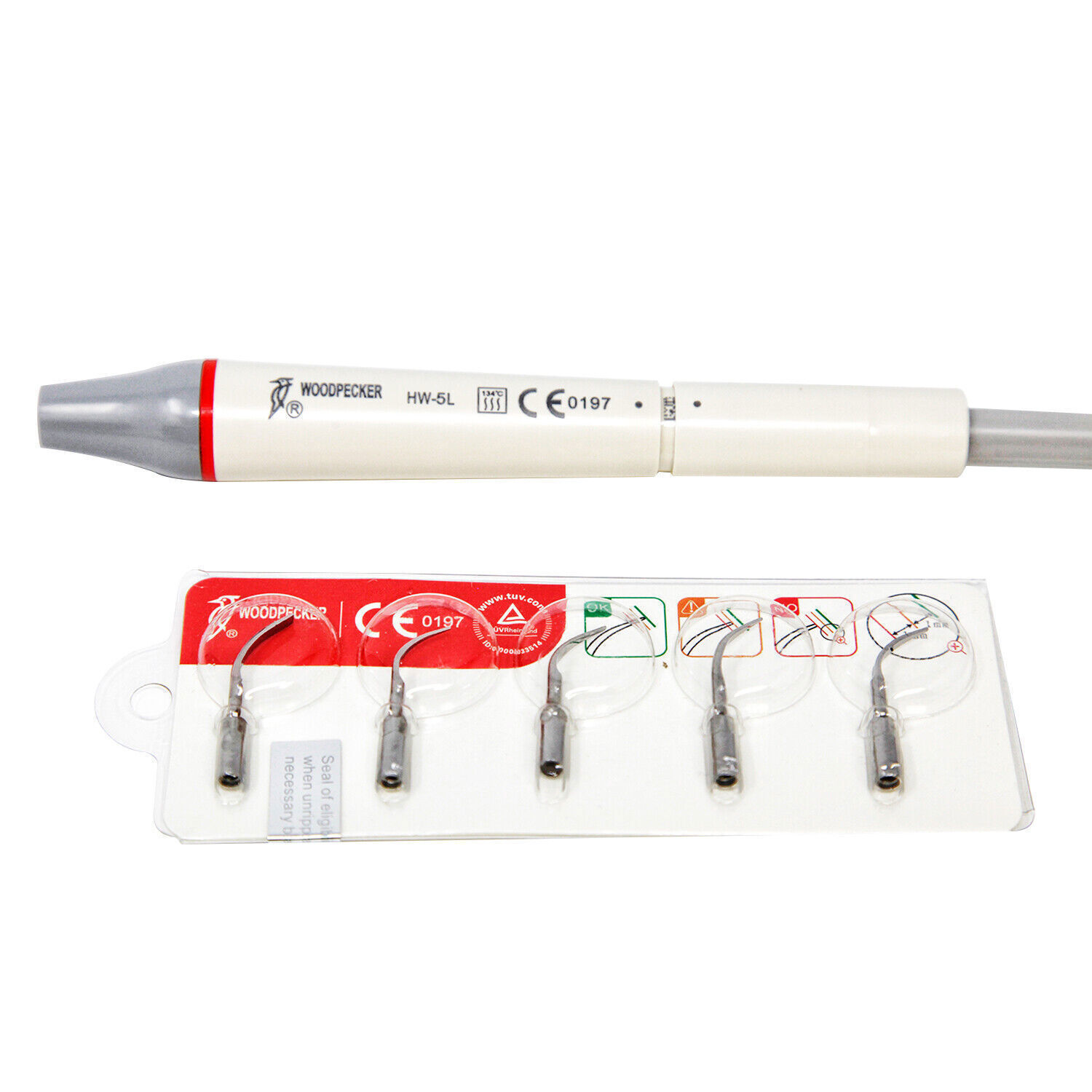 100% Woodpecker UDS-E Dental LED Ultrasonic Piezo Scaler HW-5L Handpiece w/Tips