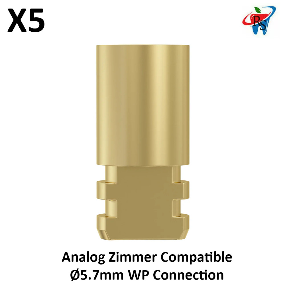 5x Dental Analog Zimmer Compatible Ø5.7mm WP Connection Titanium Lab Replica