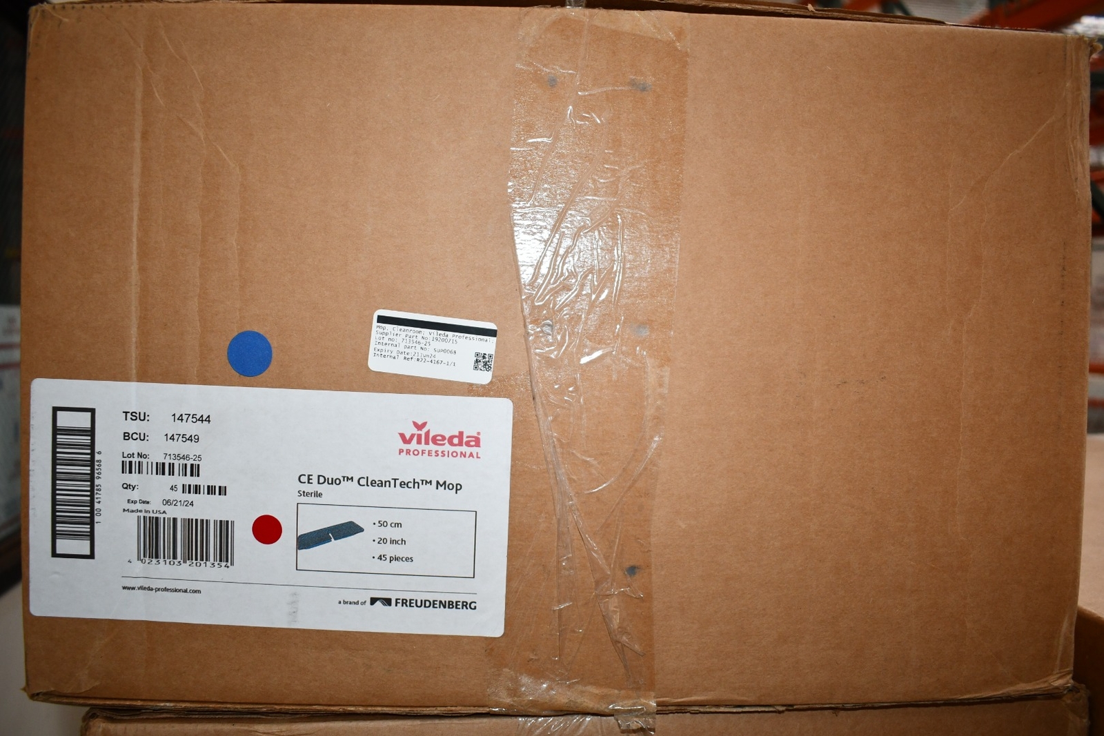 Case of 45 NEW Vileda Professional 147544 CleanTech Duo Microfiber Laminated Mop