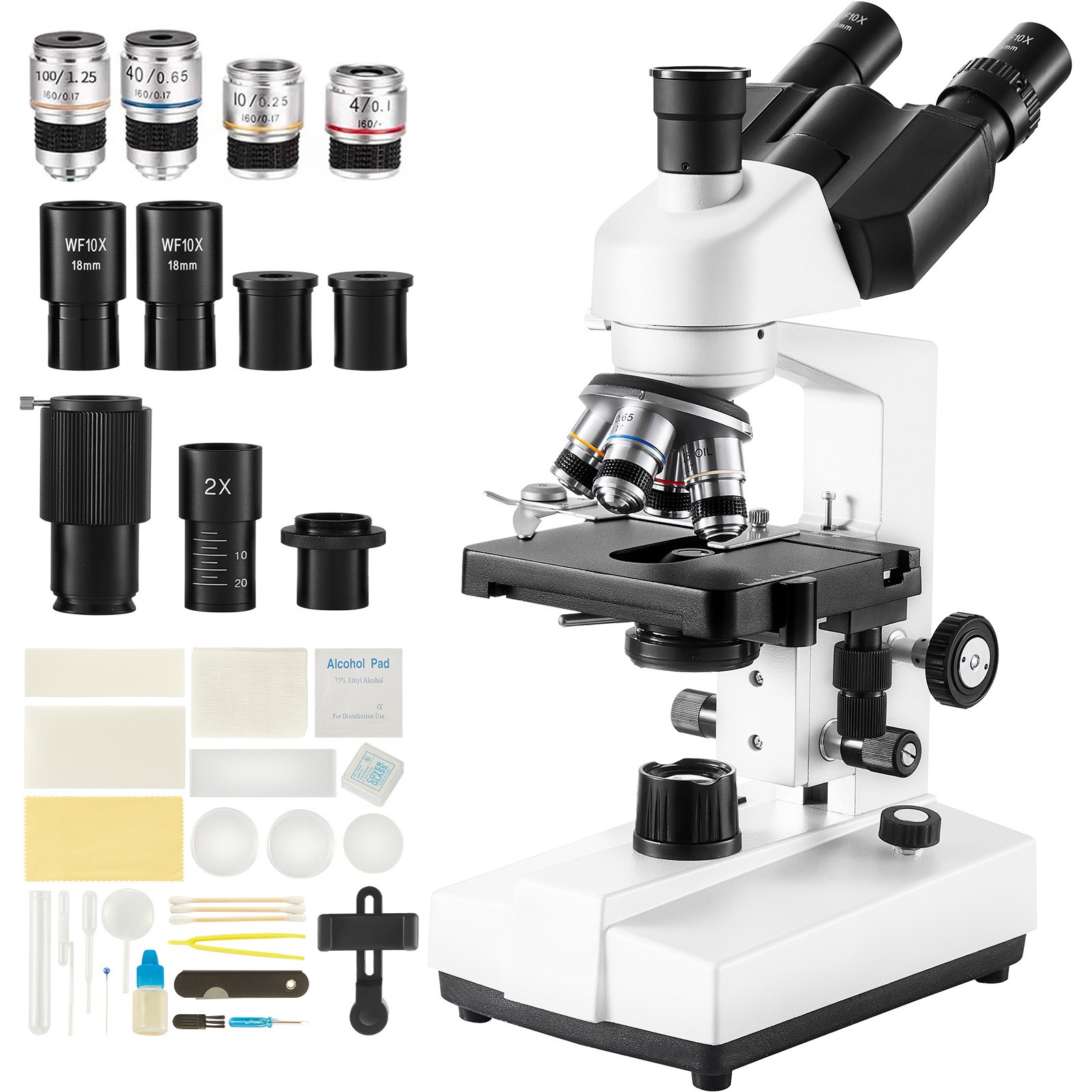 VEVOR Compound Trinocular Microscope 40X-5000X Two-Layer Mechanical Stage