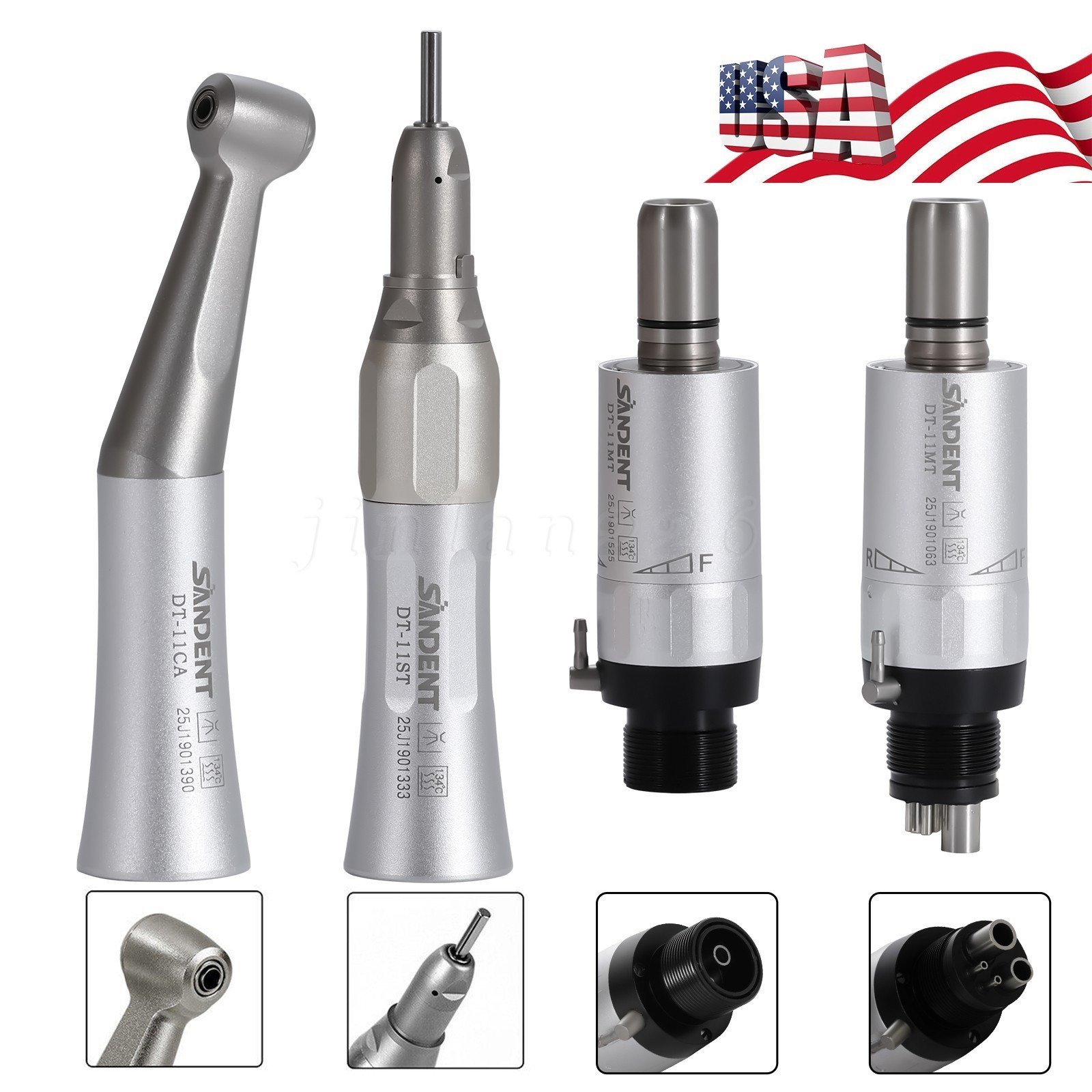 SANDENT Dental Slow Low Speed Handpiece Straight Contra Angle Air Motor 4/2Holes