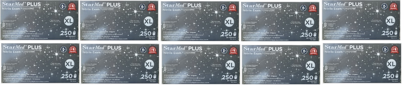 Sempermed StarMed Plus Cobalt Blue XL Powder Free Disposable 250 Gloves Lot