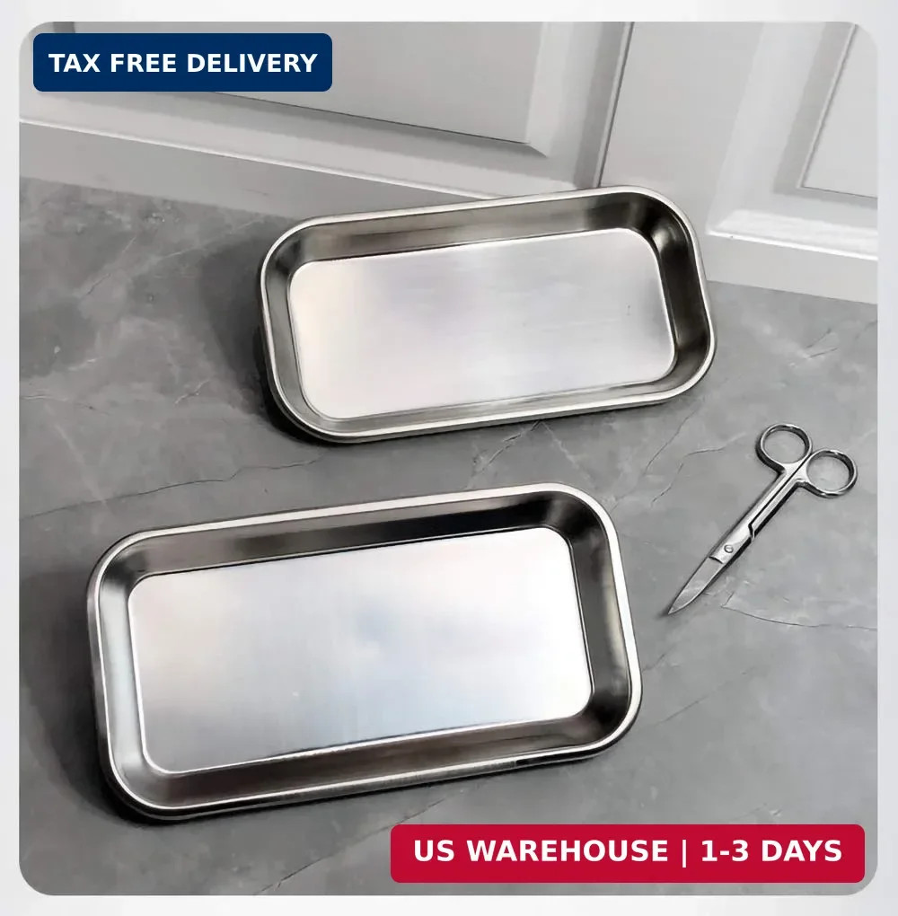 3 Pack Professional Medical Surgical Stainless Steel Dental Procedure Tray Thick