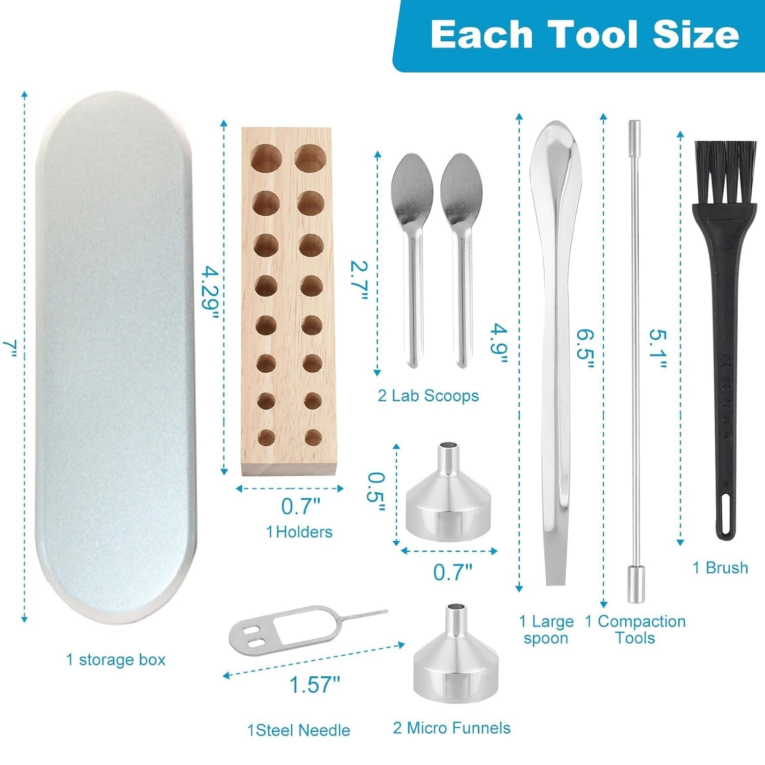 10-Pc Filling Tools Set: Stainless Steel Scoops & Aluminum Funnels