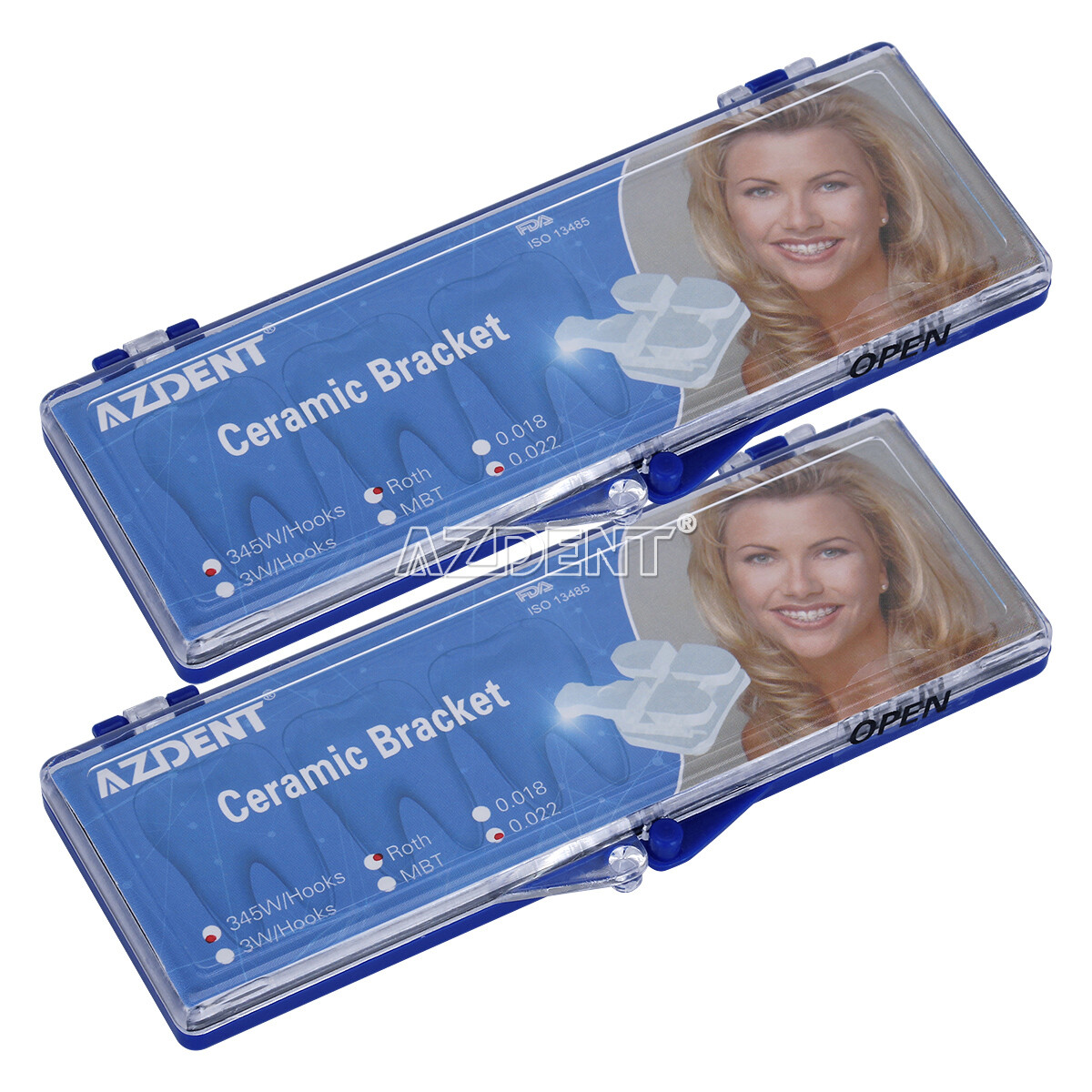 Dental Orthodontic Clear Ceramic Bracket Braces MBT/ Roth 022/018 Hooks 3 4 5