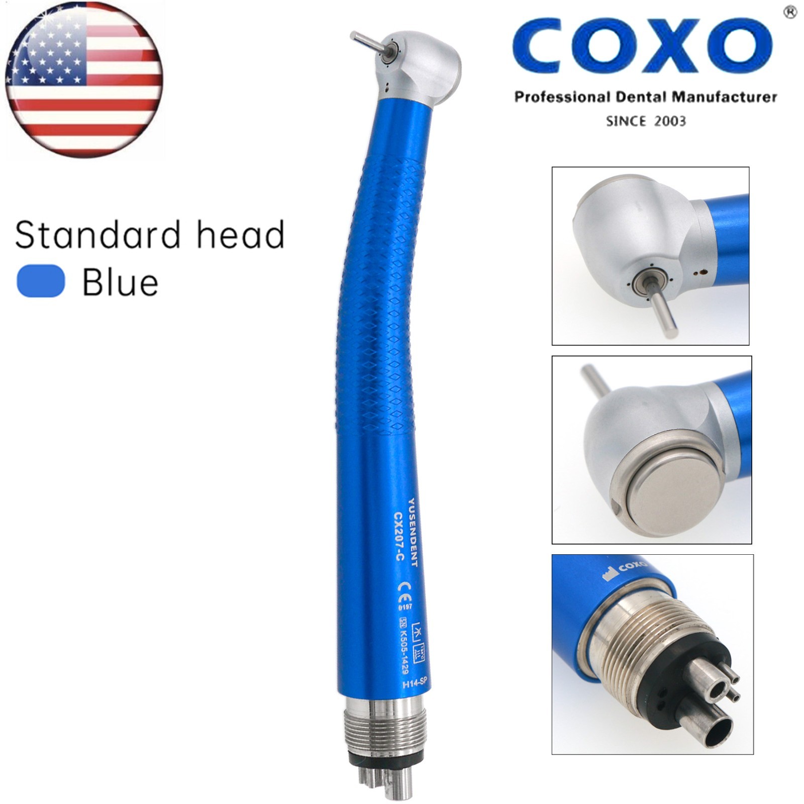 US COXO Dental High Speed 4 Hole Air Turbine Anti-retraction Colorful Handpiece