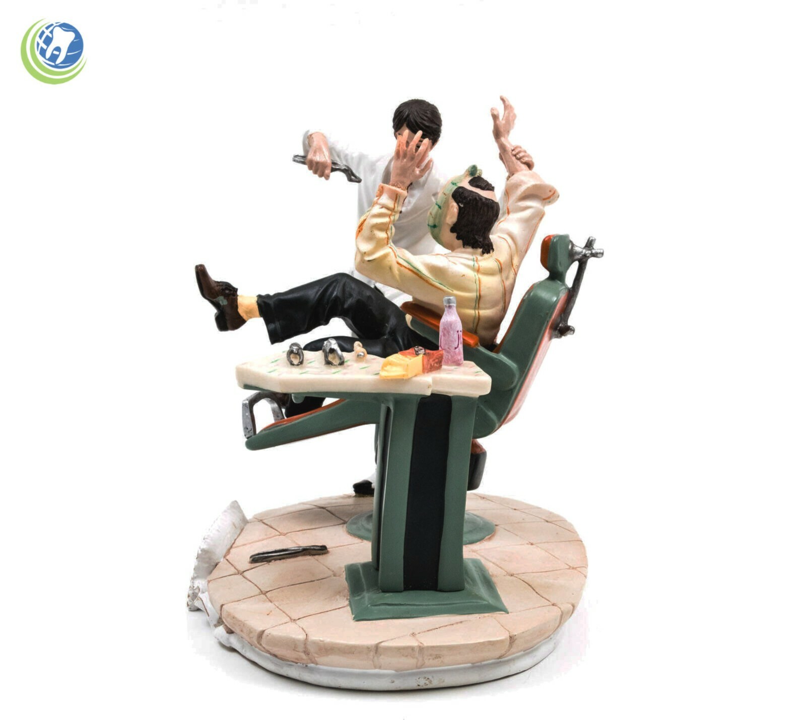 Decorative Figurine Statue of Male Brunette Dentist Performing an Extraction 3D