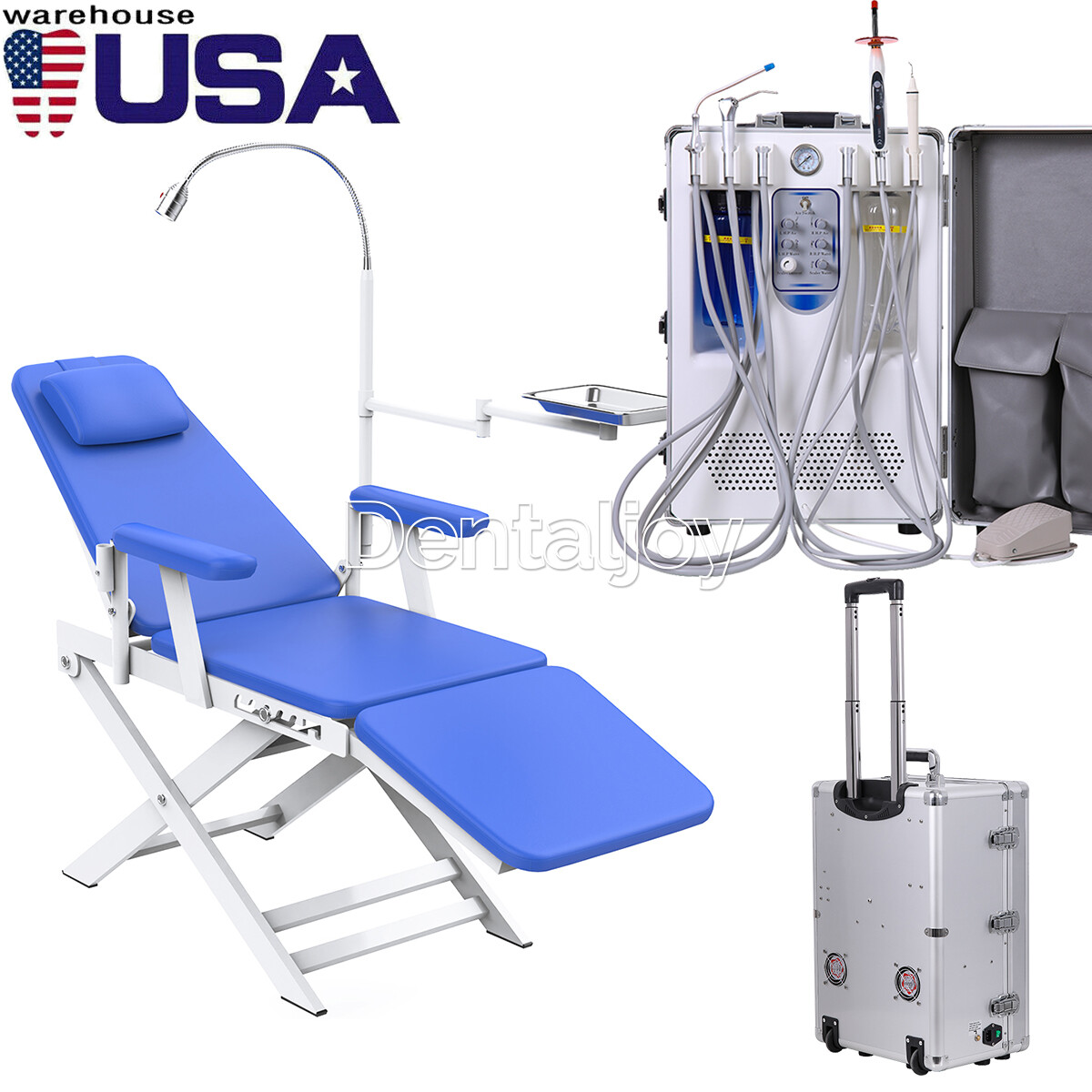 Portable Mobile Dental Delivery Unit+Curing Light+Scaler +Compressor 4H /Chair