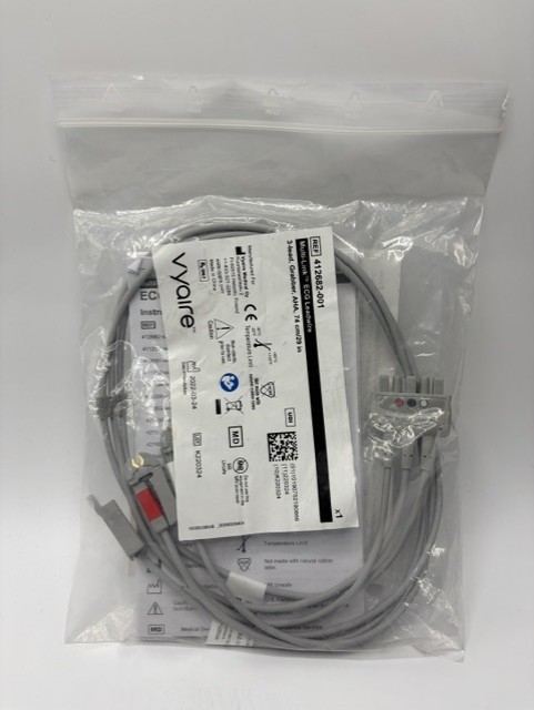 NEW Vyaire 412682-001 ECG Leadwire Set 3-Lead Multi-Link Grabber AHA
