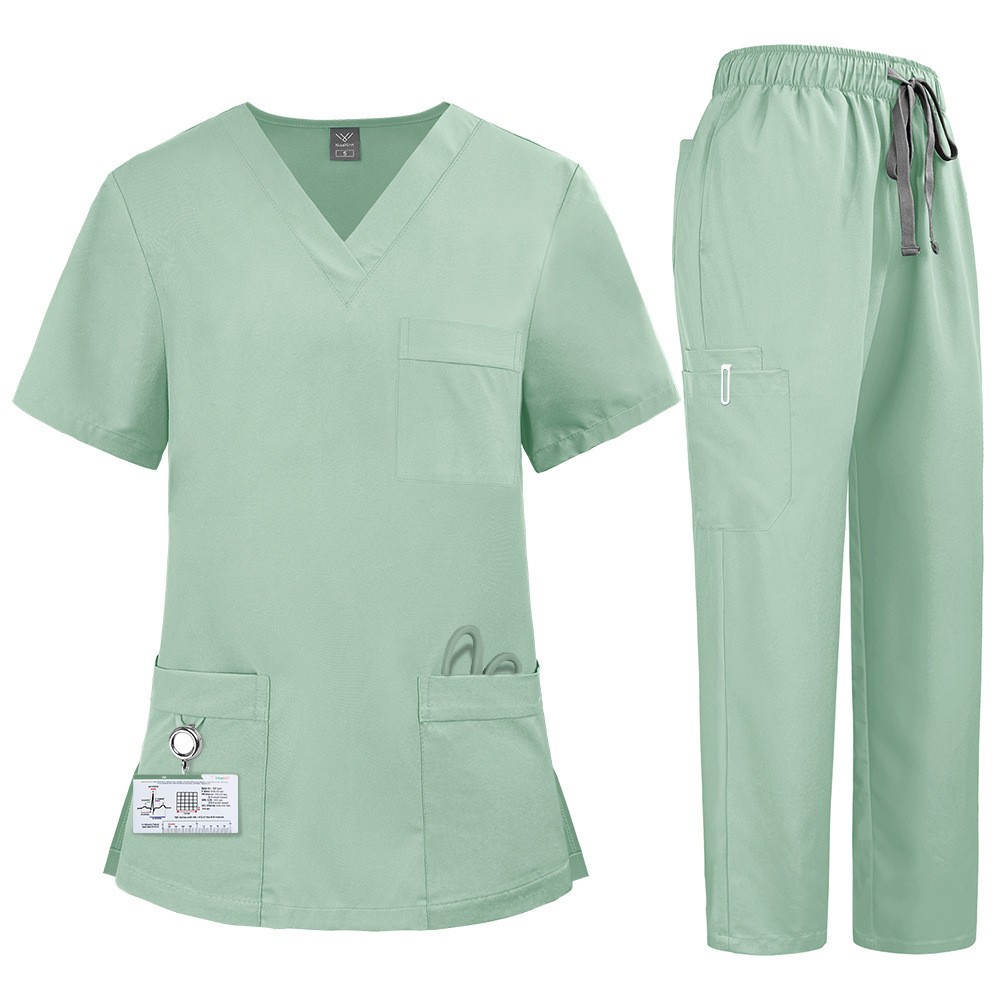 Medical Nursing Uniforms Sets – V-Neck Short Sleeve Scrubs Top + Jogger Pants