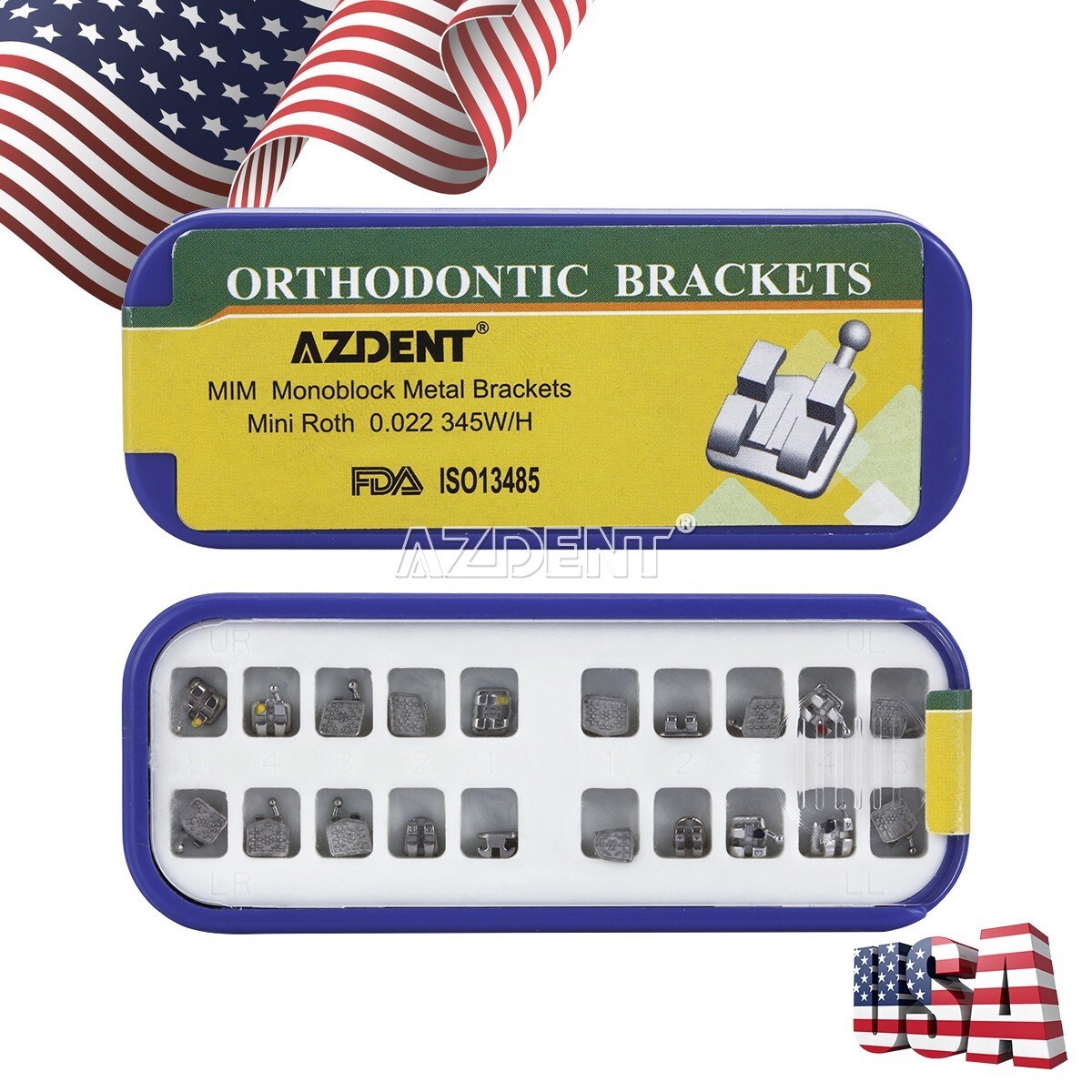 10Pack Brackets de Ortodoncia Mini Roth .022 con Ganchos Disponible en 3, 4 y 5