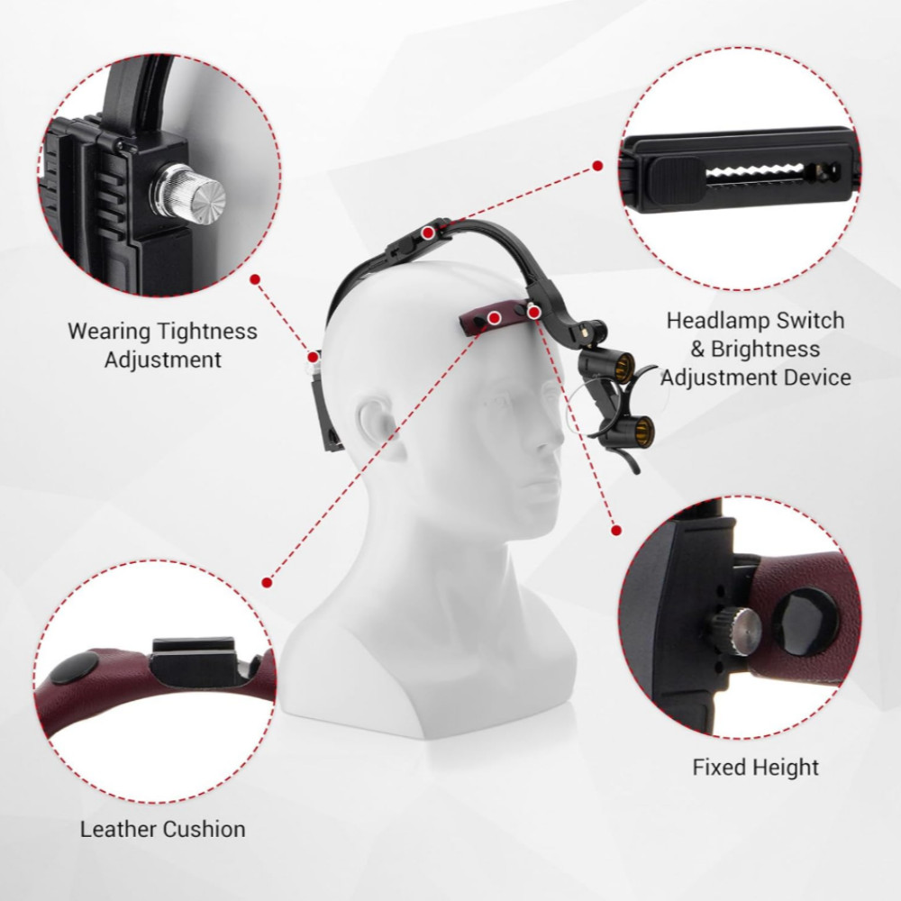 3.5X Dental Medical Binocular Loupes Headband Magnifier LED Head Light US Plug