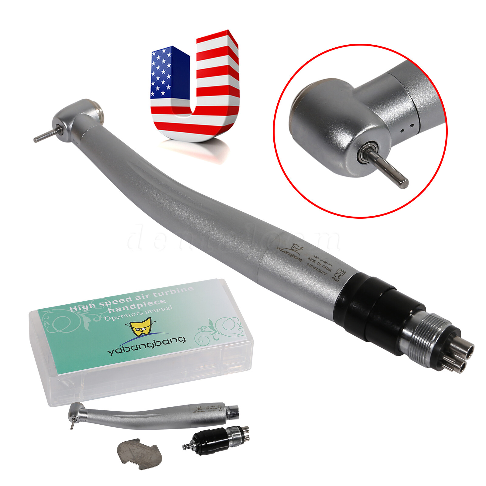 1/10* Dental High Speed Turbine Handpiece Push Button + 4 Hole Coupler YBNK4