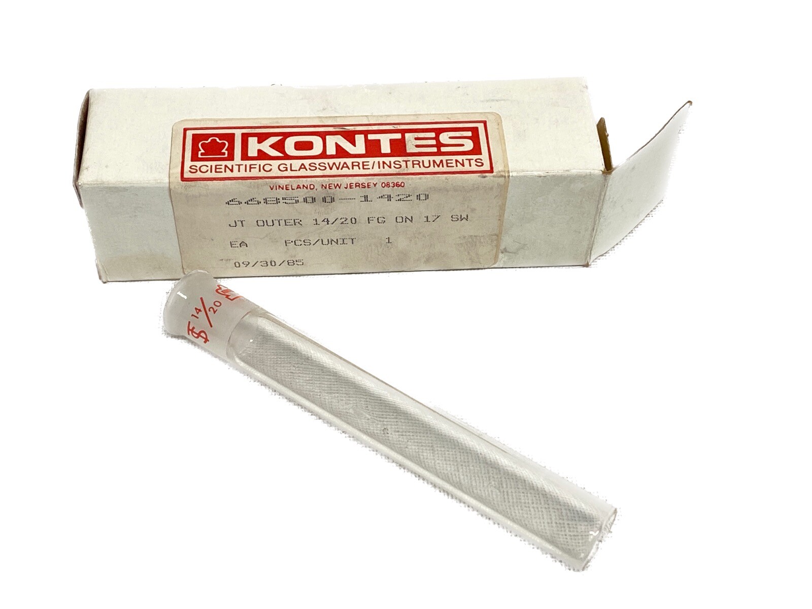 New KONTES 14/20 Outer Ground Joint Straight Connecting Tube Adapter Plain Rim