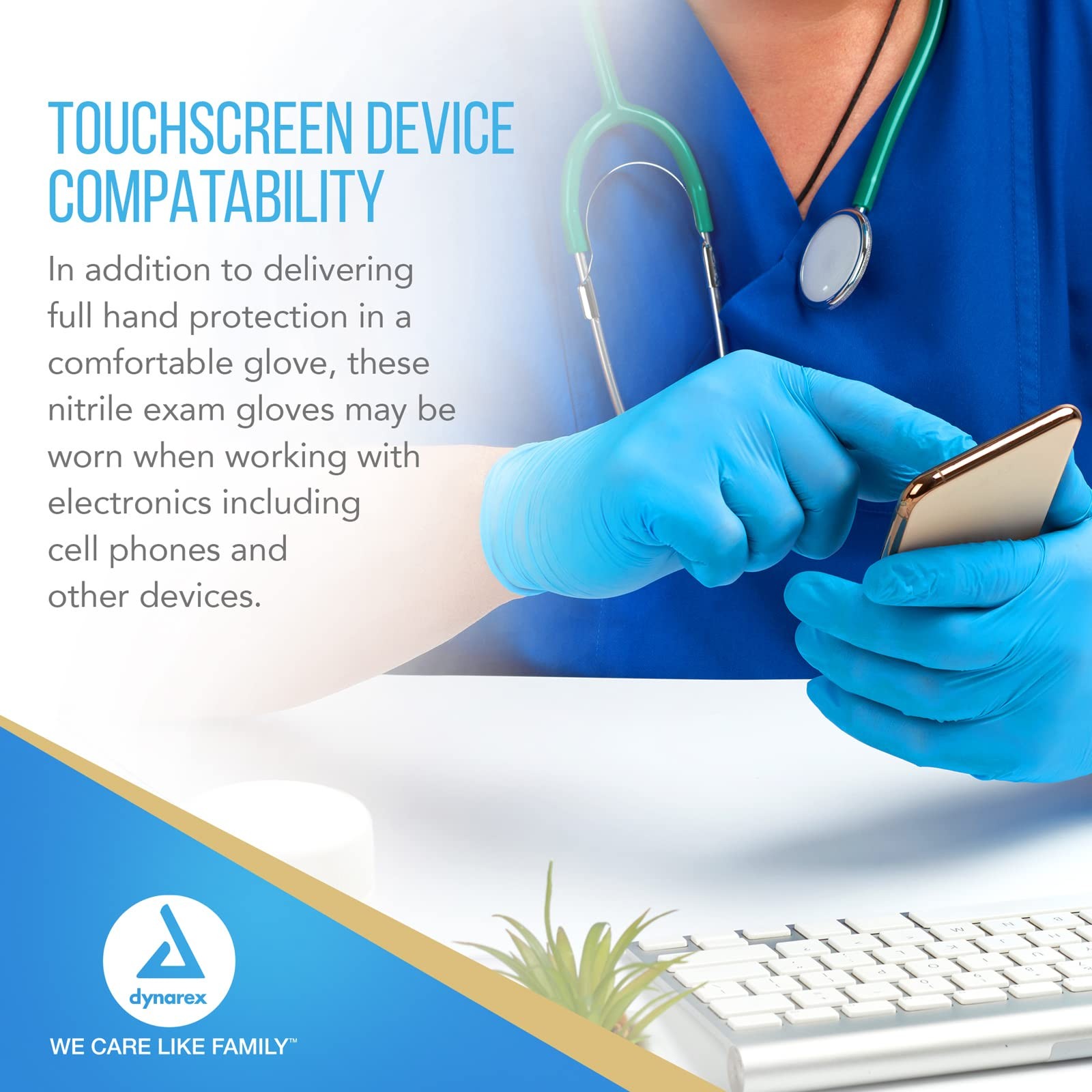 Dynarex Safe-Touch Disposable Nitrile Exam Gloves, Health And Beauty