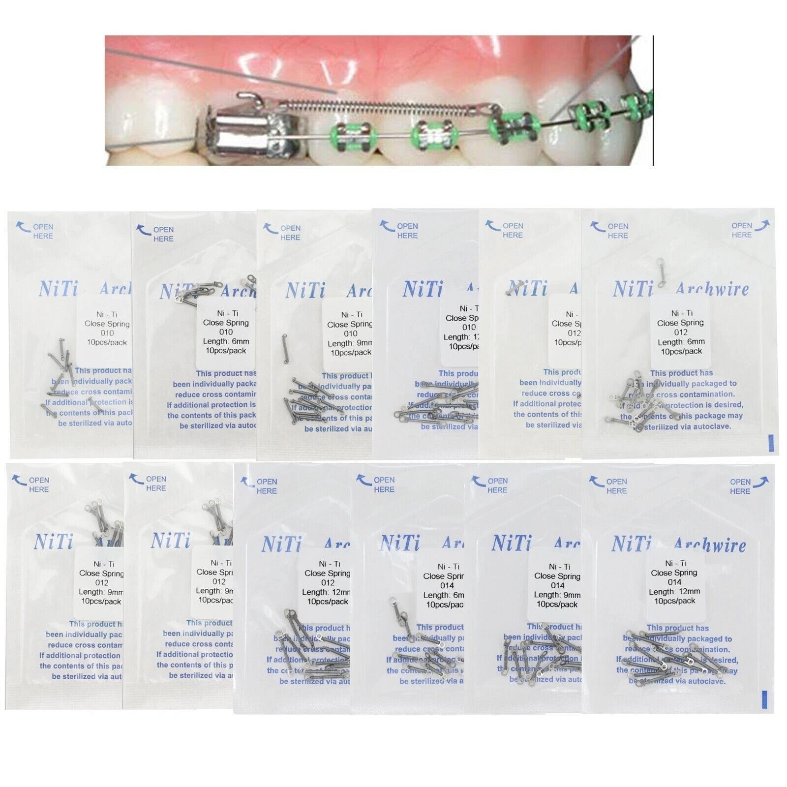 Dental Orthodontic Open Coil Spring Closed Coil Spring Arch Wires Alloy Spring