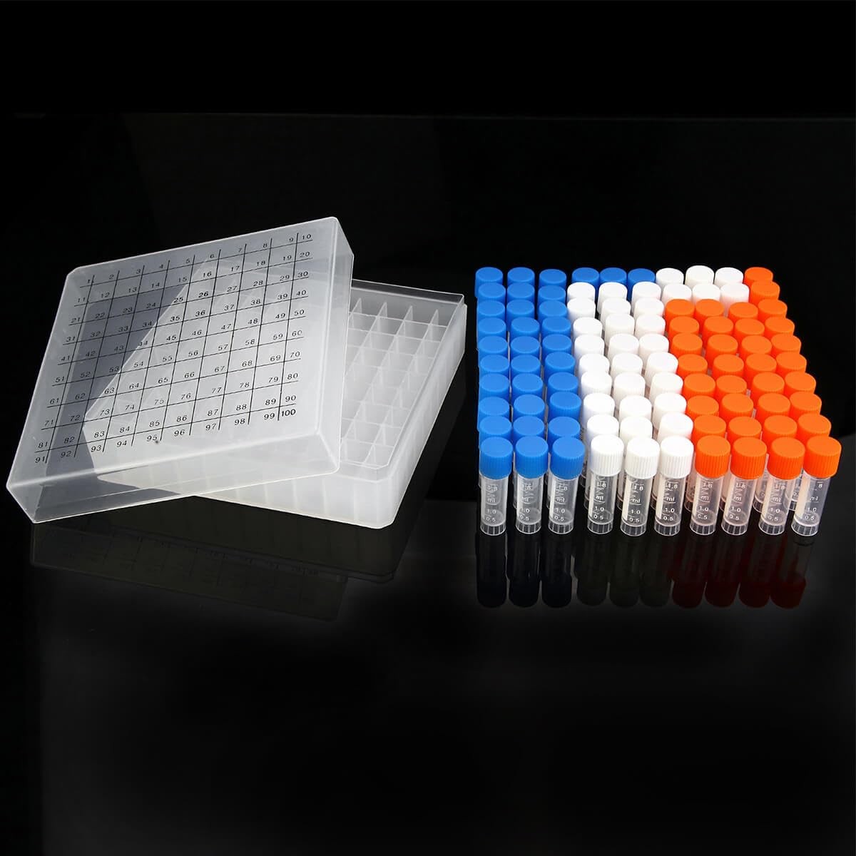 BKMAMLAB 100PCS 2ml Plastic Small Vials with Screw Caps Sample Tubes…