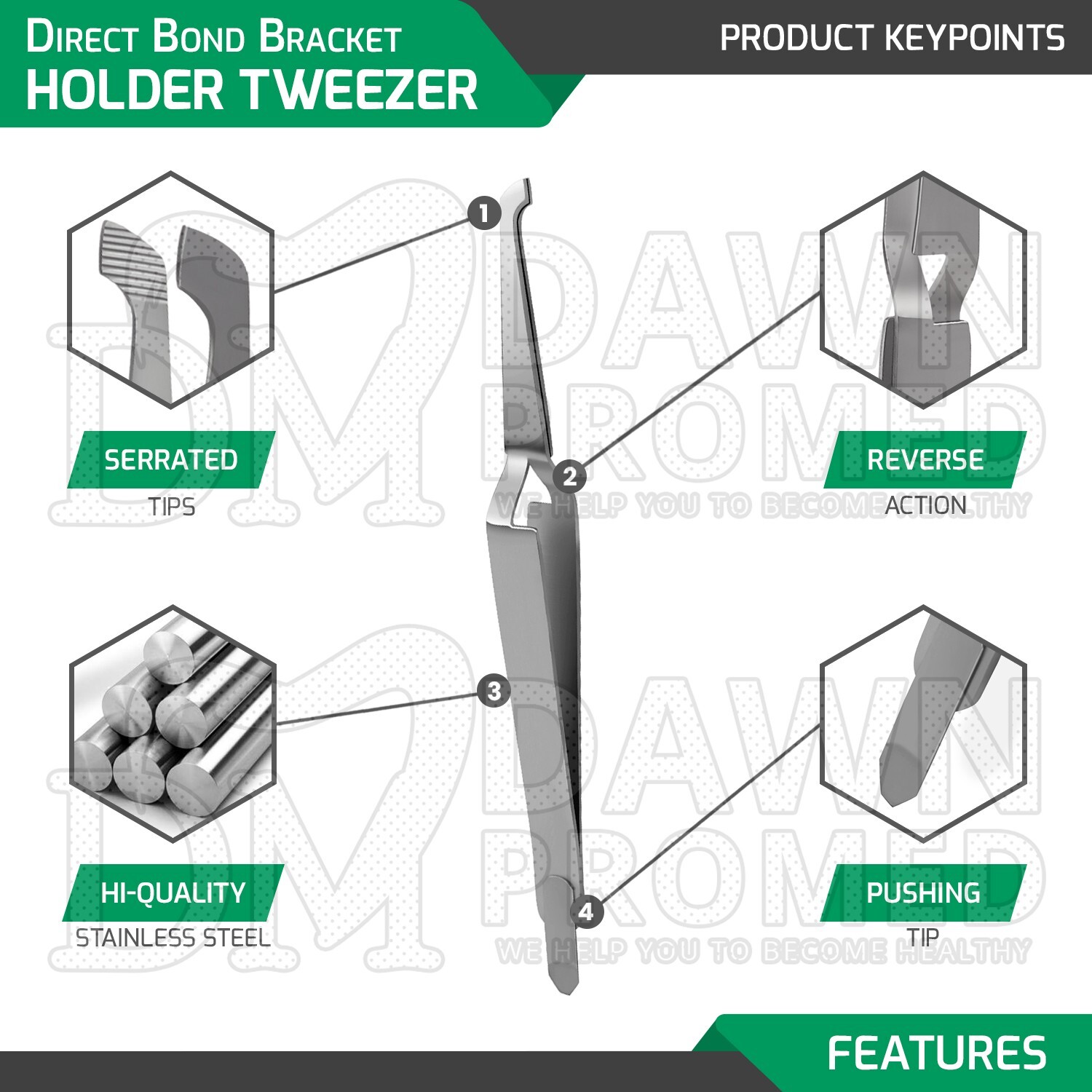 3 Pcs Direct Bond Bracket Holder Tweezer 5″ Serrated Tips Orthodontic German Gr
