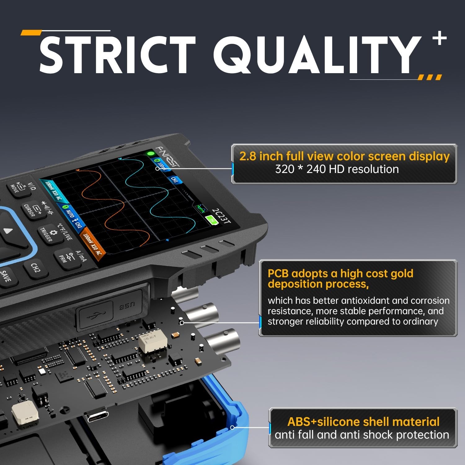 2C23T 3 in 1 Handheld Oscilloscope Multimeter DDS Generator, 2 Channels, 10MH…