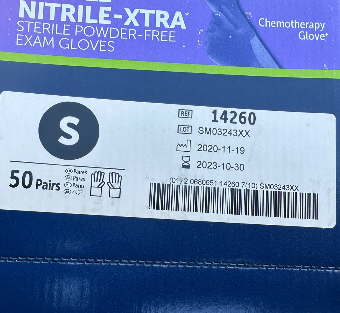 200 Pairs Halyard Purple Nitrile-Xtra STERILE Powder-Free Gloves SMALL 14260