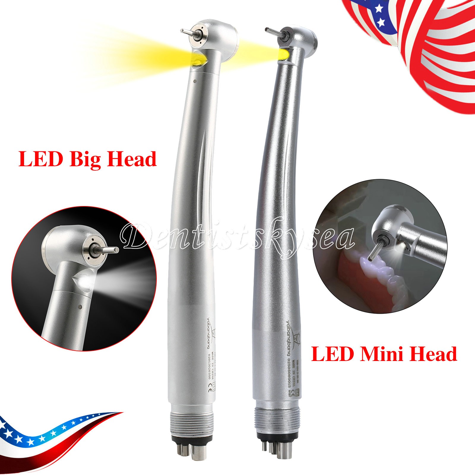 1-10 Dental Fiber Optic LED E-generator Handpiece Large/Mini Head Pediatric Kids
