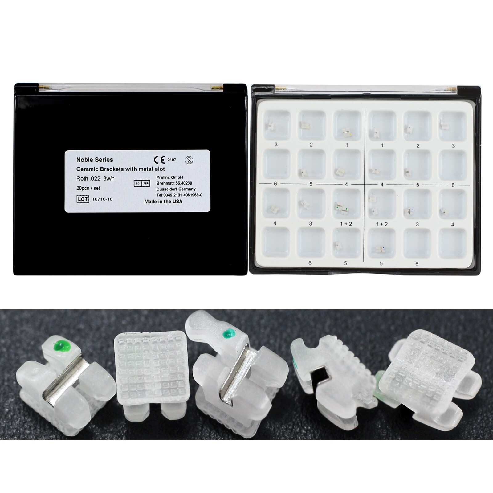 3M Clarity Type Orthodontic Ceramic Bracket Metal Slot Aesthetic Braces Roth 022