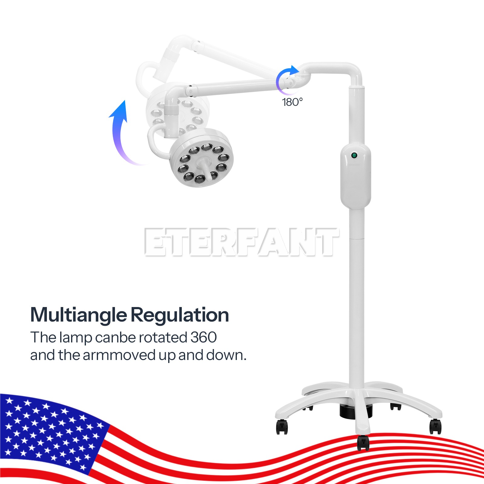 Dental Mobile LED Oral Surgical Light Stand Induction Exam Opertory Lamp 55W