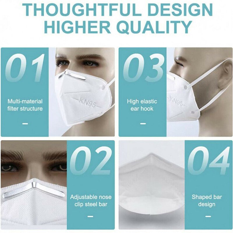 10 PCS KN95 Face Mask Disposable Protective Respirator Mouth Nose Cover [BLACK]