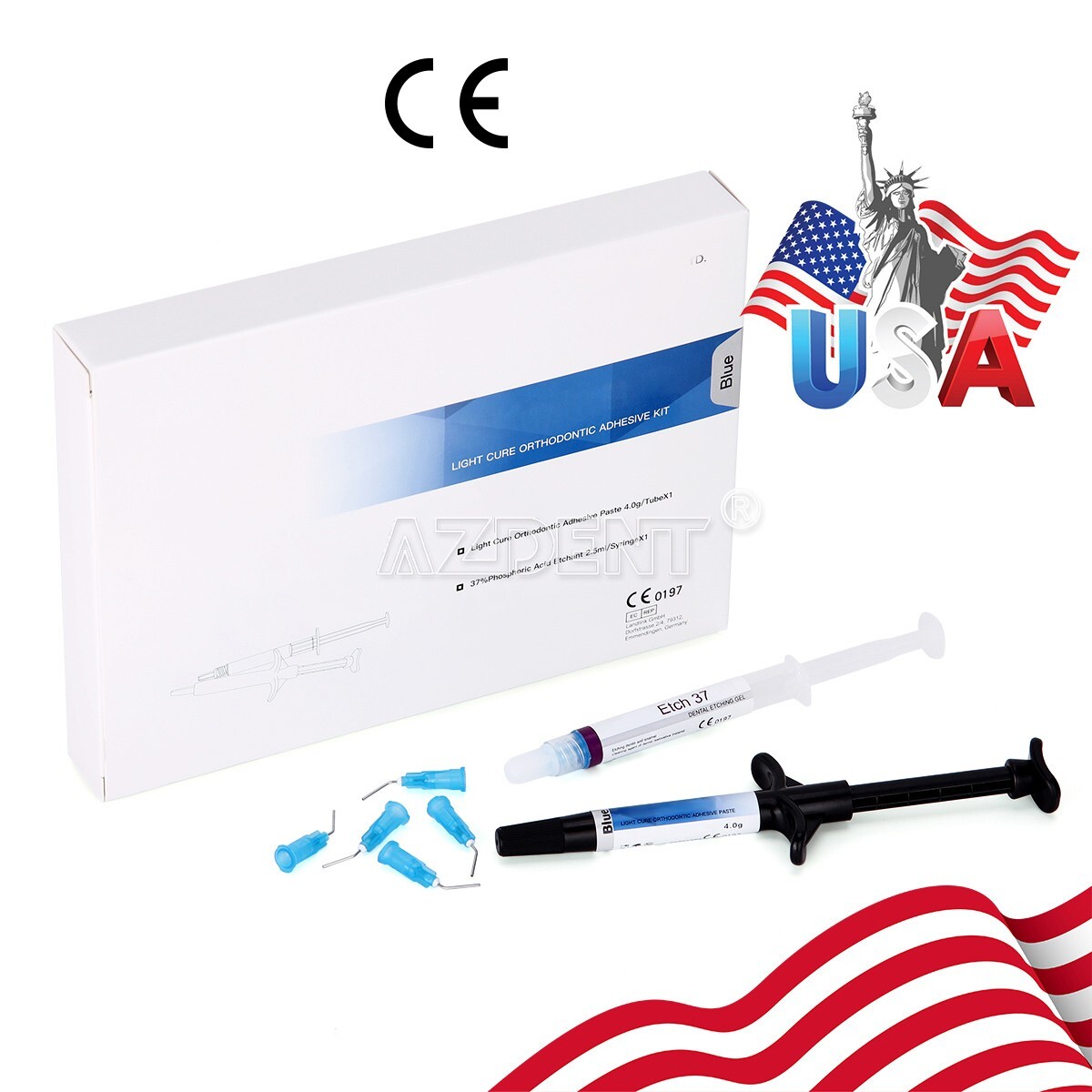 AZ Dental Orthodontic Light Cure Band Cement Adhesive Kit Blue For Bracket