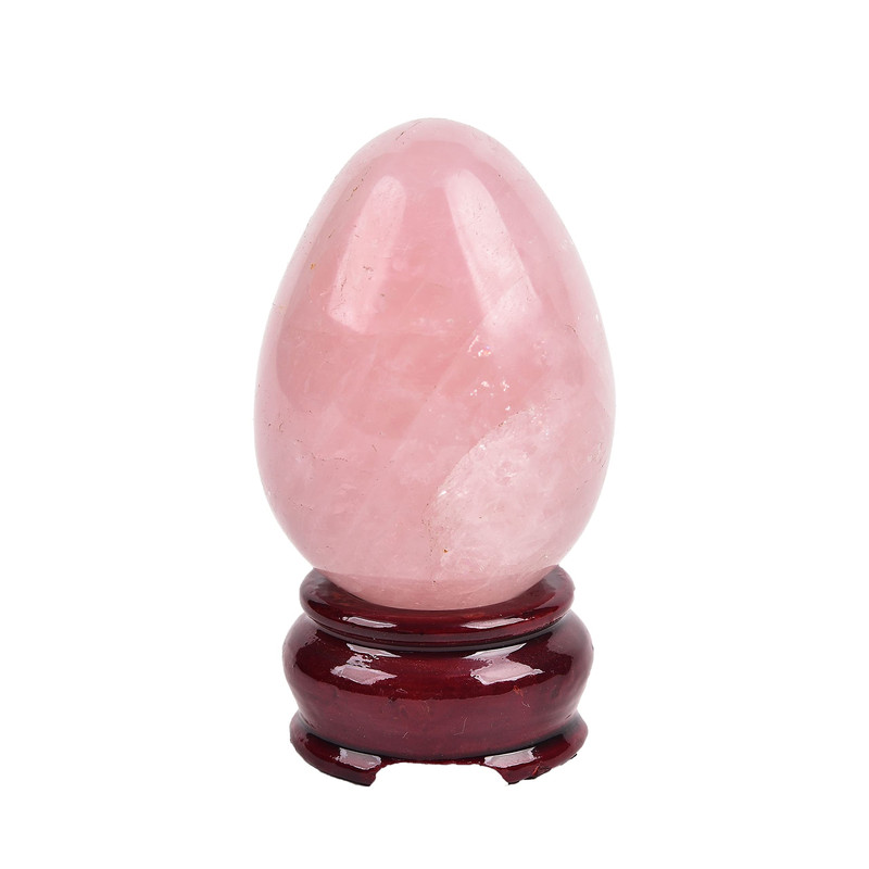 Amoystone Hand-Carved Rose Quartz Decorative Egg Base Healing Crystal Stone For