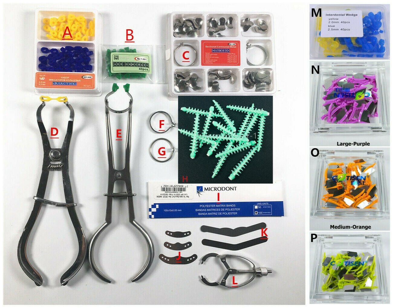 Dental Sectional Matrix Bands Add-on Wedges Elastic Plier Tofflemire Fender Ring