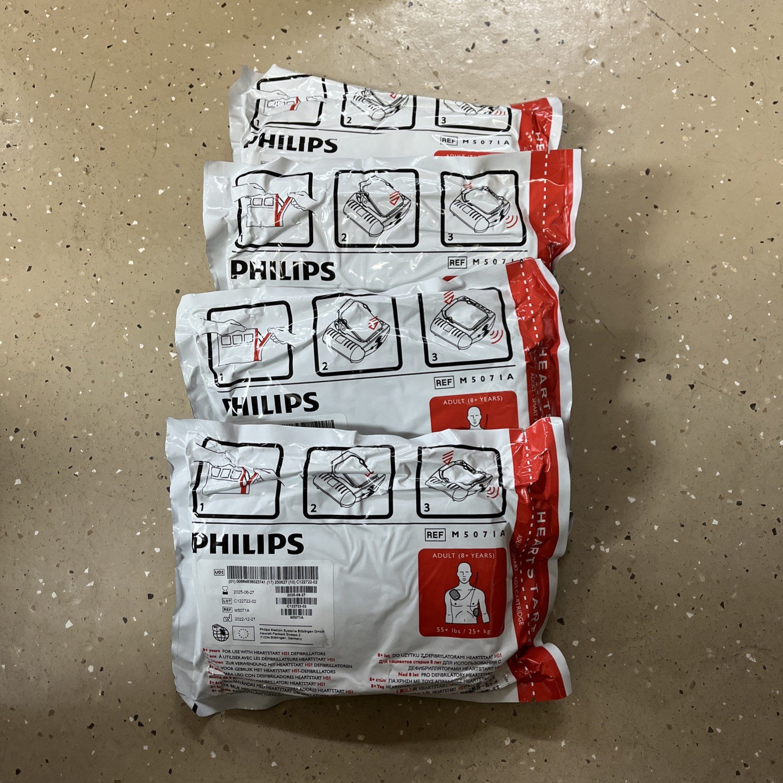 Lot of 4 Package M5071A Philips HeartStart OnSite Adult SMART AED Pads 6/2025