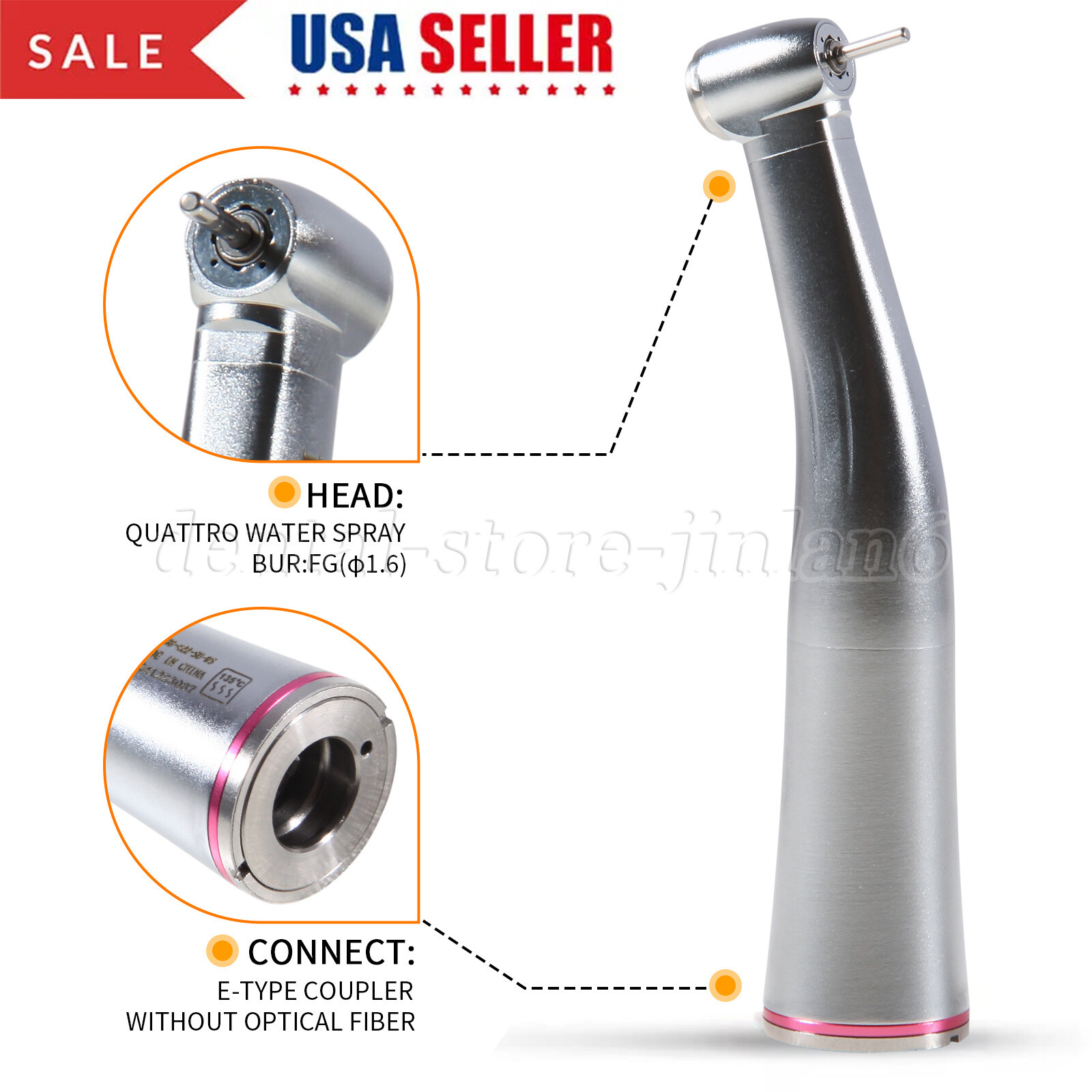 MINI Dental 1:5 Ratio Increasing Contra Angle Handpiece fit NSK Red Ring USA
