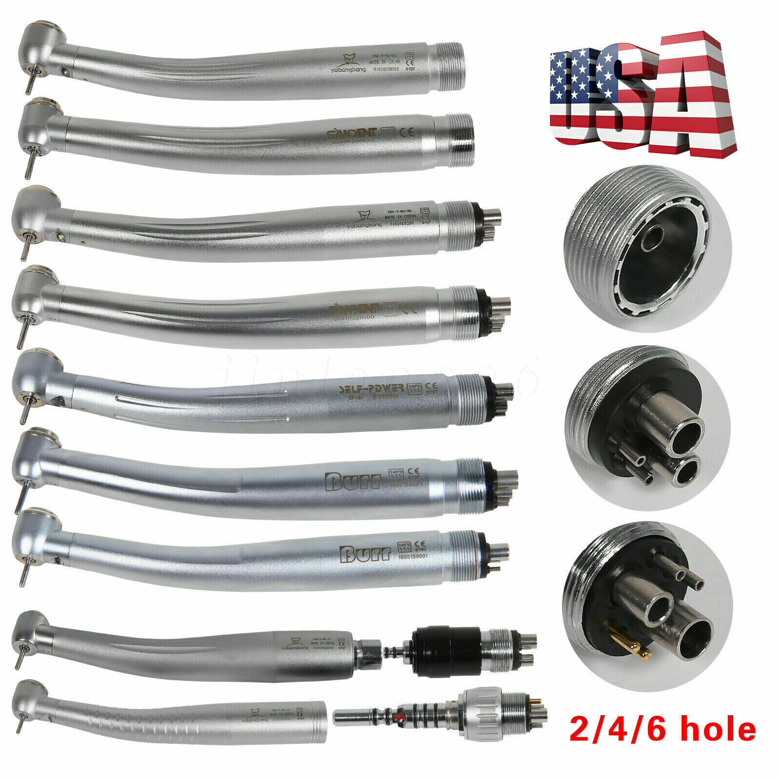 Dental High Speed/Fiber Optic LED/E-generator Handpiece KaVo Turbine 2/4/6 Hole