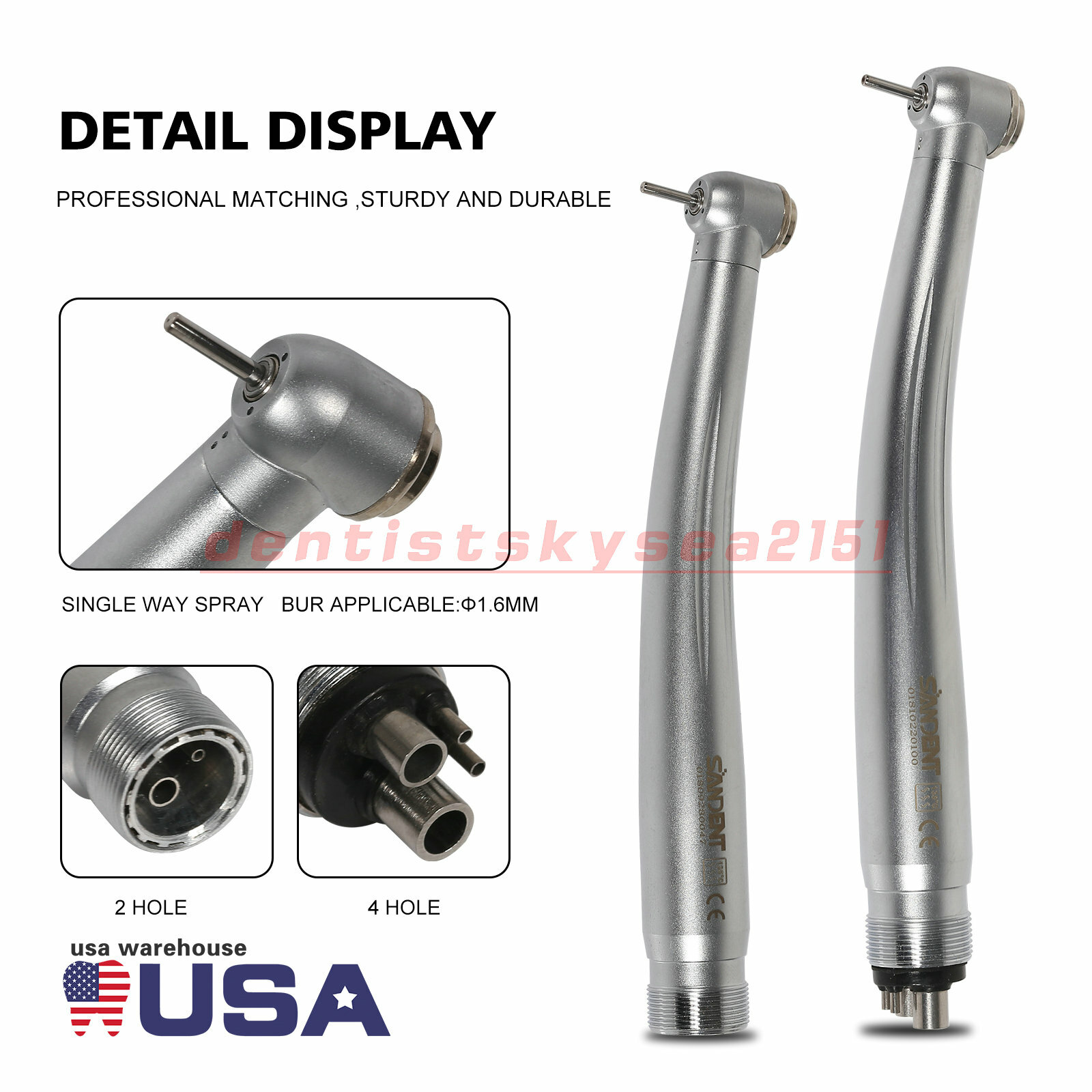 Dental High Speed Handpieces 4 Holes Clean Head NSK Type STNABM 2/4Holes JDK