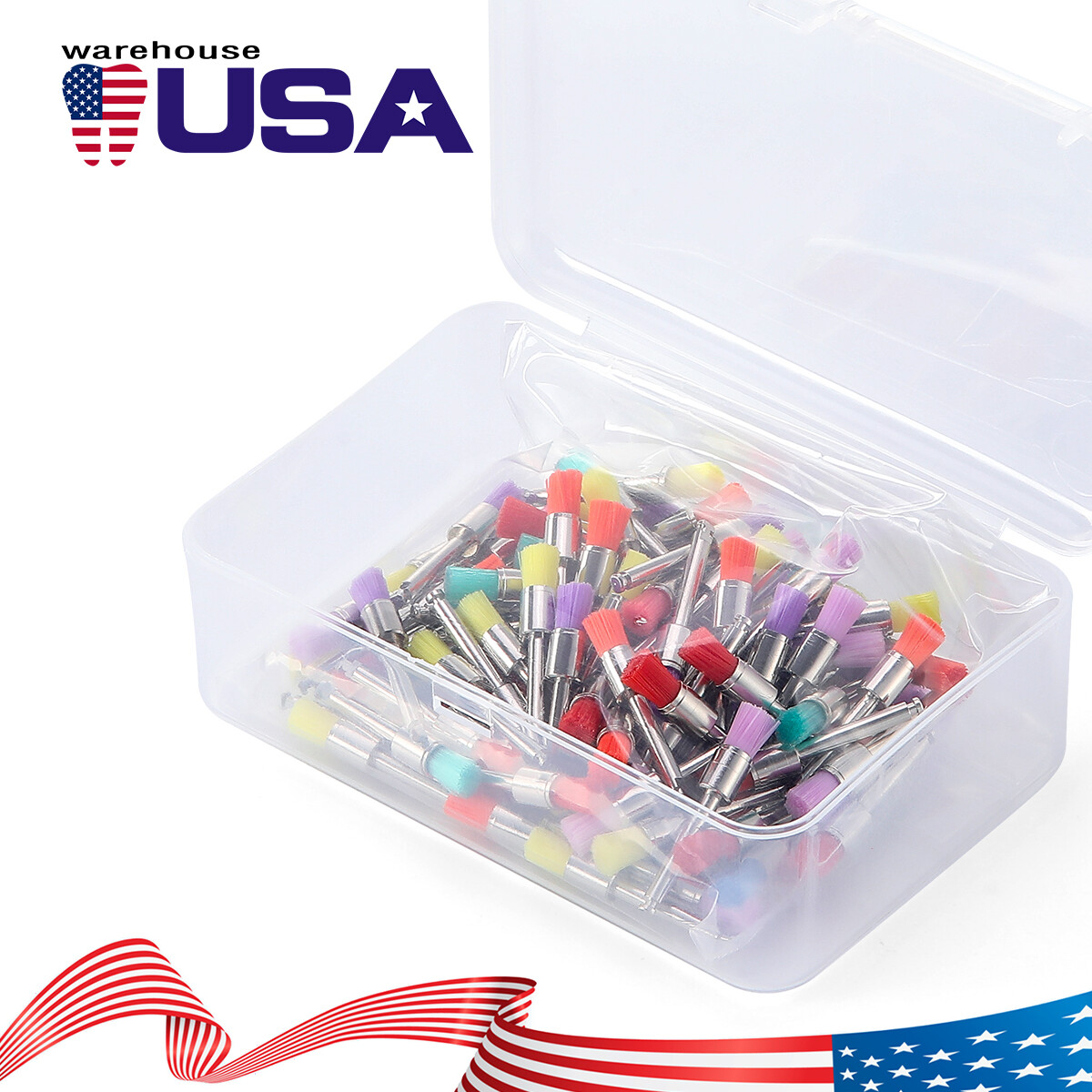 100pcs/Pack Dental Nylon Polishing Polisher Prophy Brushes Flat Latch Type RA