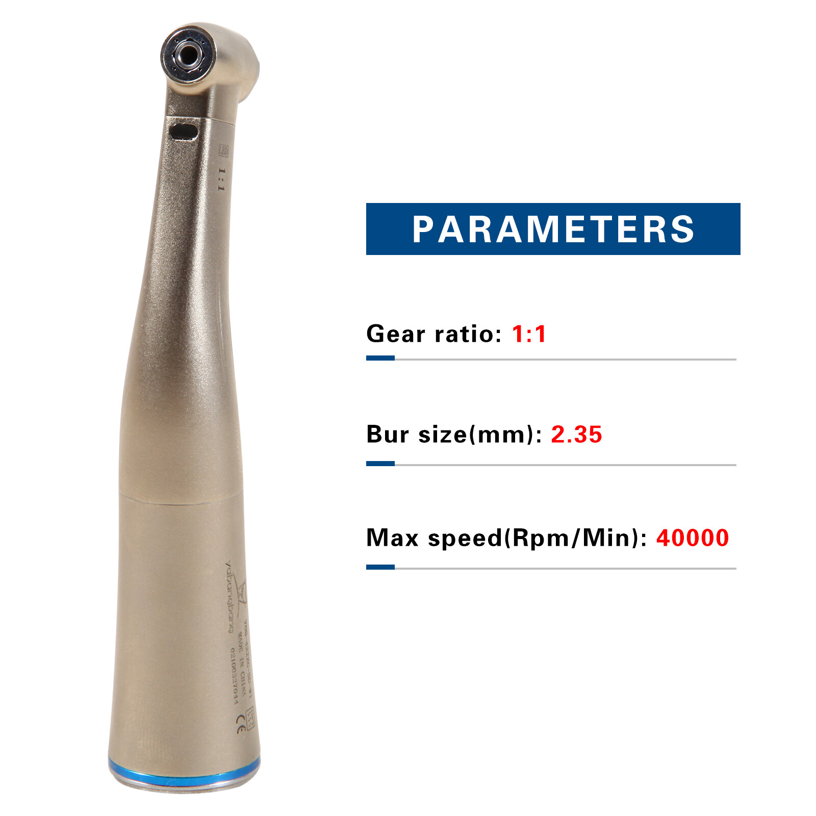 Dental Fiber Optic LED Contra Angle Handpiece Push 1:1 Inner Spray Fit NSK Dr
