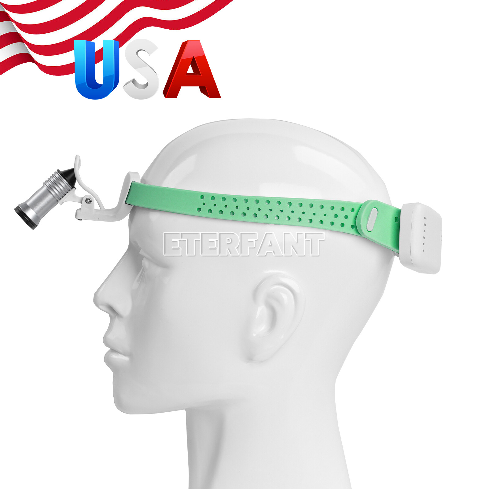 ETERFANT Lightweight Silicone Headlight Lamp Green Dental Surgery Medical 5W LED