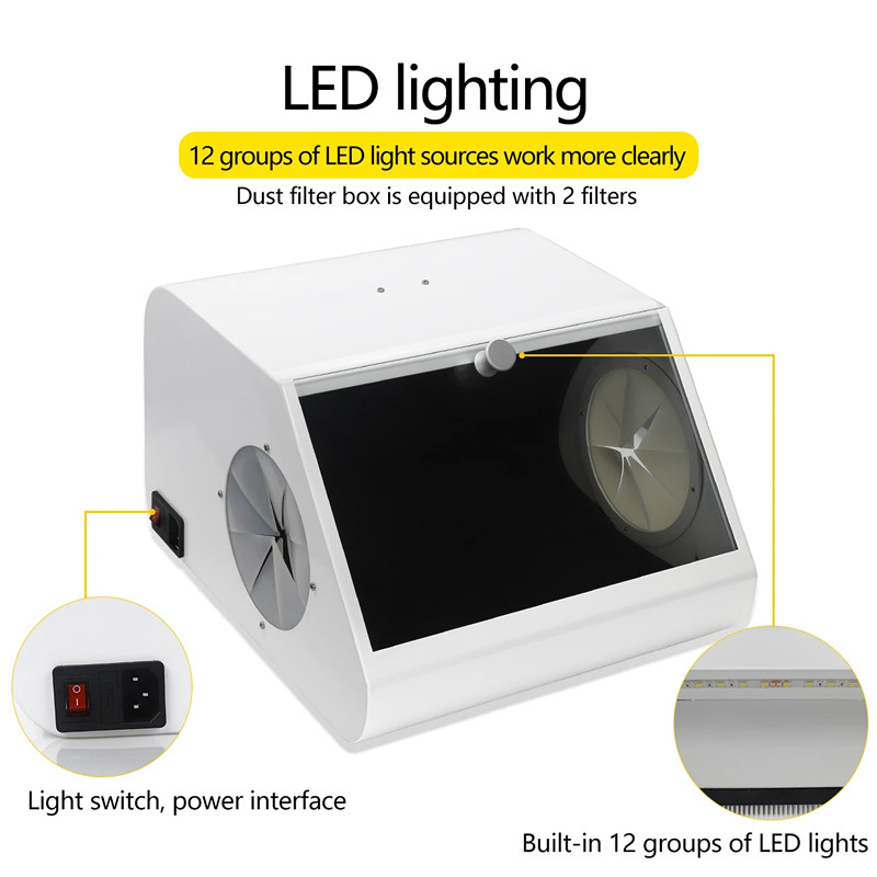 Dental Grinding Polishing Box Lapping Protector Sandblasting Dust-proof Case LED