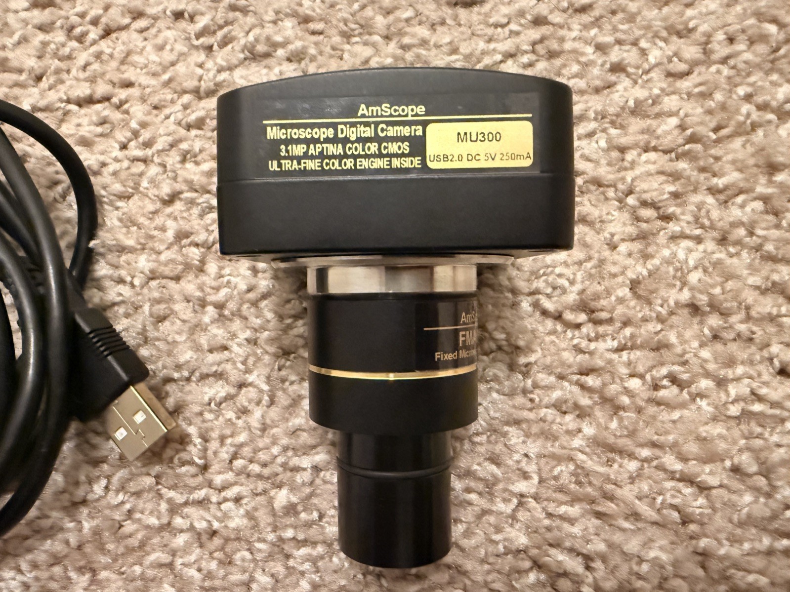 AmScope MU300 Fixed Microscope Adapter FMA050 5mm Biological Laboratory