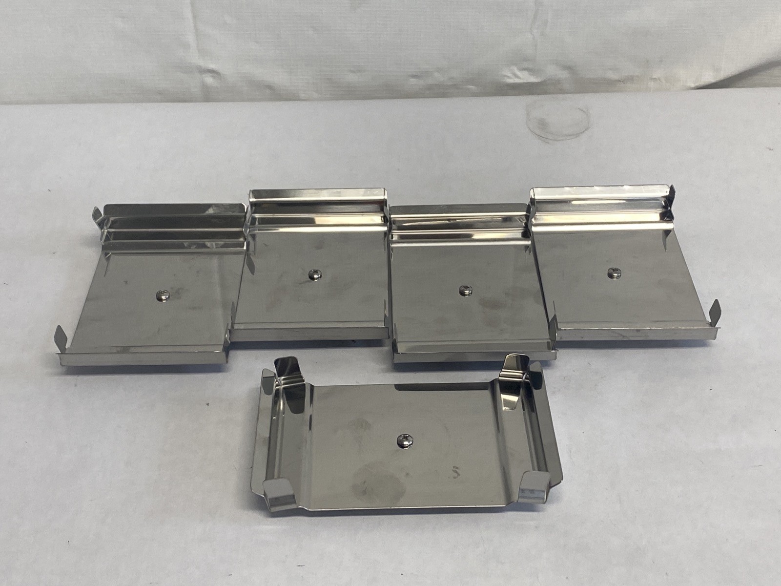 Used (5) BENCHMARK MAGic Stainless Magnetic MicroPlate Shaker Clamps H1000-MR-MP