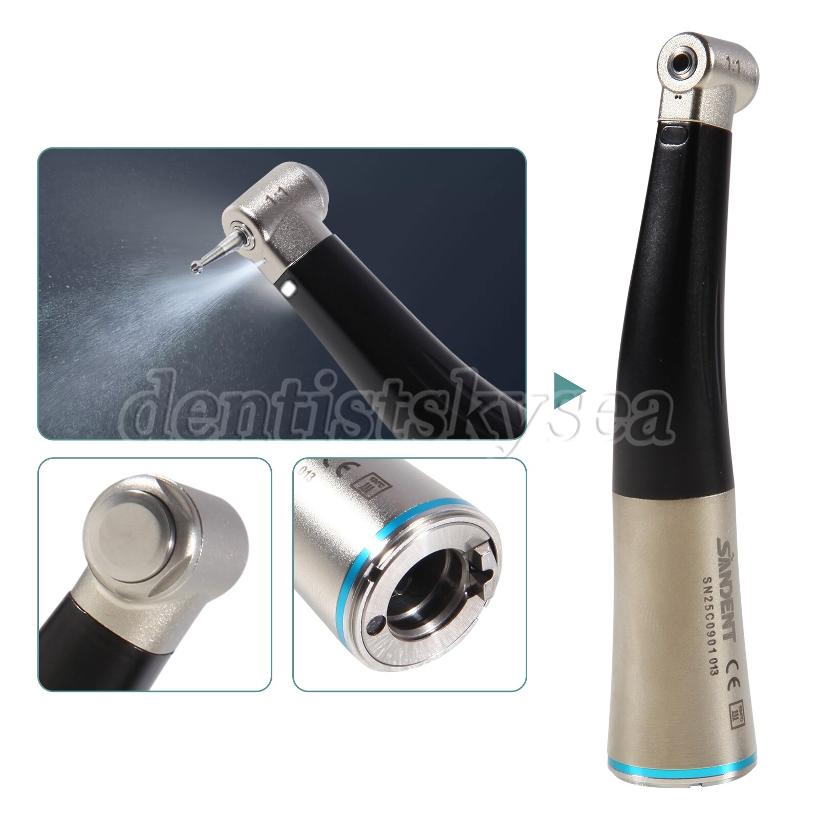 1/5/10Pcs NEW Dental 1:1 Contra Angle Fiber Optic LED Low Speed Handpiece
