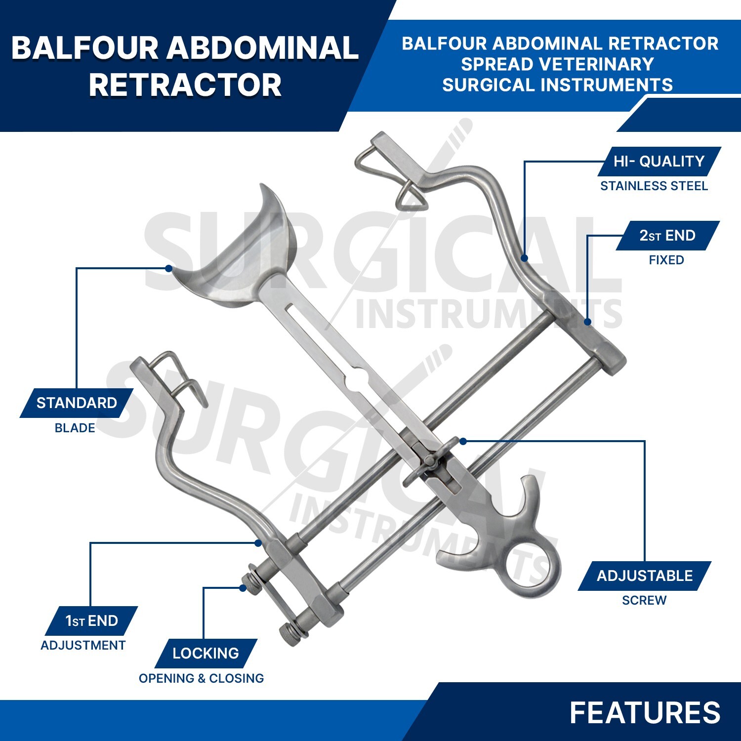 New Balfour Abdominal Retractor Surgical Instruments 7″ Stainless German Grade