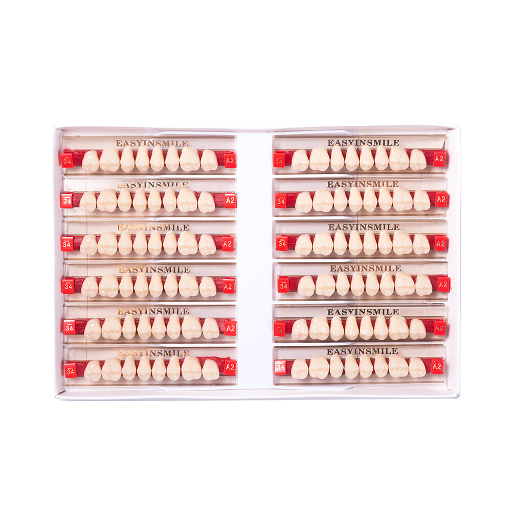 84/96PCS A1 A2 A3 Color Dental Synthetic Polymer FakeTeeth Resin Denture
