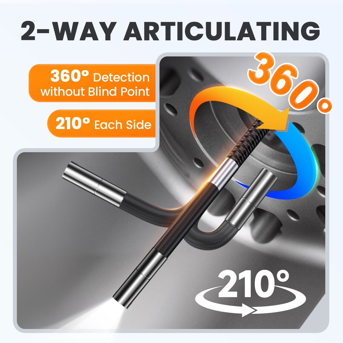 ANCEL AN303 Articulating Borescope 2-Way 210° Industrial Endoscope Camera 3.9mm