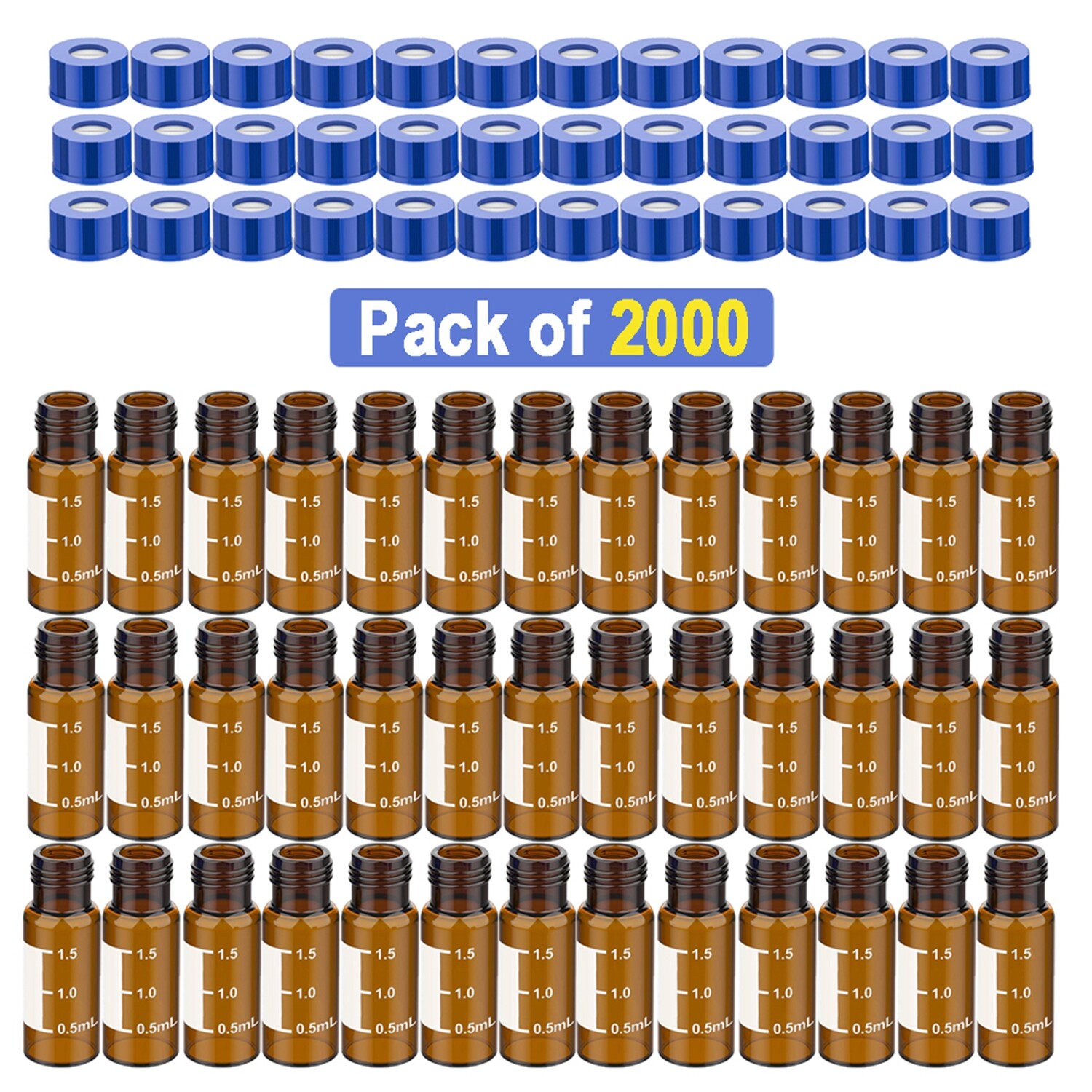 800PCS 2mL Preslit Septa Autosampler Vials 9-425 HPLC Graduation GC Agilent Caps